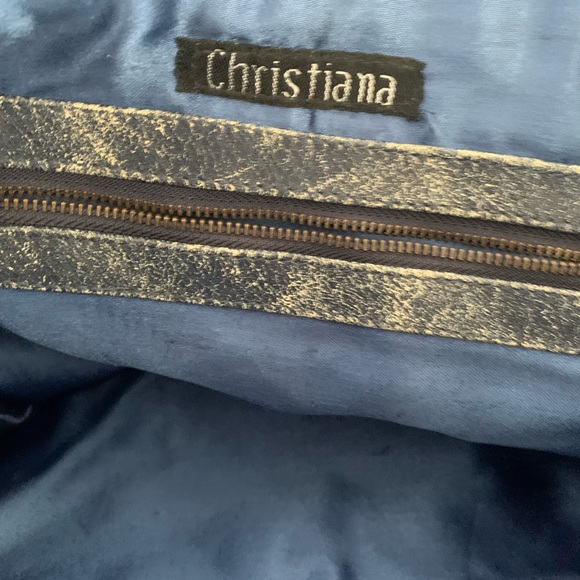 Christiana Beaded Blue/Ivory/Brown Shoulder Bag - Picture 11 of 16